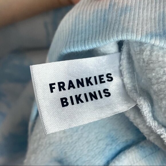 Frankies Bikinis Burl Sweatshirt Baby Blue Tie Dye Hoodie Size Medium Hood Boho - Picture 8 of 10